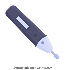 Measuring screwdriver with dial isolated on white. Electrician tool. Cartoon vector illustration of equipment for electric power control and repair. Hardware service concept