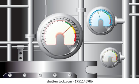 measuring sensors and pipes - industrial illustration - vector