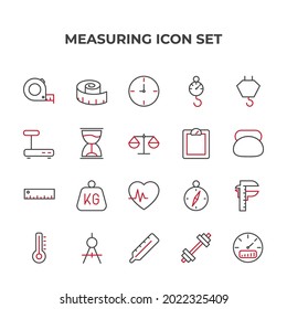 icono de conjunto de medida, icono de signo de conjunto de medida aislado, ilustración vectorial