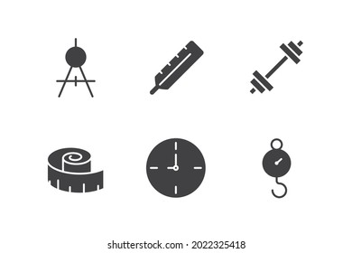 icono de conjunto de medida, icono de signo de conjunto de medida aislado, ilustración vectorial