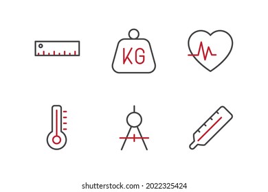icono de conjunto de medida, icono de signo de conjunto de medida aislado, ilustración vectorial