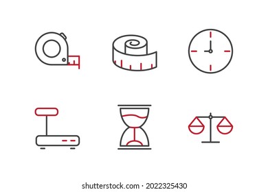 icono de conjunto de medida, icono de signo de conjunto de medida aislado, ilustración vectorial