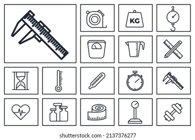 Plantilla de símbolo de icono de conjunto de medición para la ilustración vectorial de la colección de diseño gráfico y web