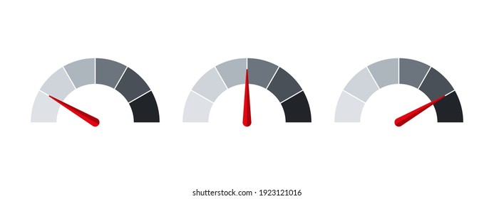 Measuring signs. Barometer sign, performance symbol. mood evaluation. Flat style. Vector illustration