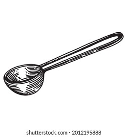 Measuring Spoon For Coffee, Vector Sketch Drawing, Isolated On A White Background