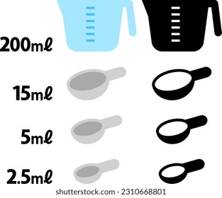 Measuring spoon and measuring cup icon set