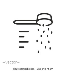 measuring spoon icon, add ingredient, thin line vector illustration