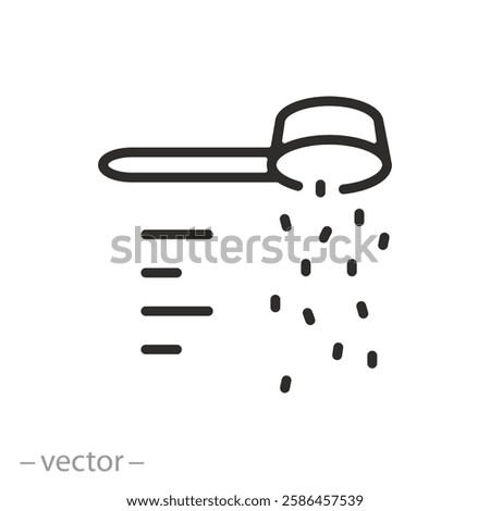 measuring spoon icon, add ingredient, thin line vector illustration