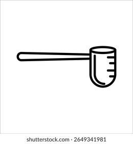 Measuring spoon icon, used for dry powder Black illustration of spoon with sports nutrition, flour, sugar, salt. Cooking contour isolated vector symbol