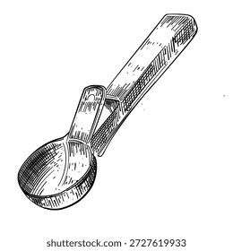 Cuchara de medición Utensilio de cocina Ilustración dibujada a mano