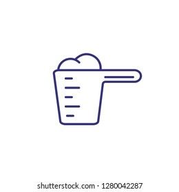 Measuring spoon line icon. Container, powder, scale. Laundry concept. Can be used for topics like laundromat, instruction, guide