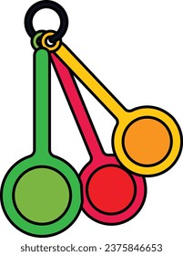 Concepto de conjunto de cucharas de medida, Peso de cocina y medidas diseño de iconos vectores de herramientas, símbolo de panadería y productos horneados, signo de educación culinaria y de cocina, ilustración de material de desarrollo de recetas