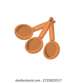 Juego de cucharas de medición icono Vector, cucharas de medición de madera icono, utensilio de cocina para cocinar y hornear medidas Ilustración vectorial