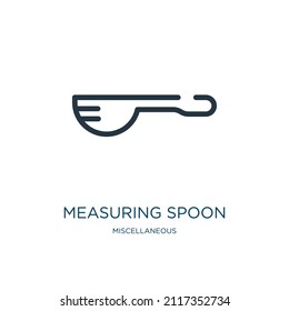 icono de línea delgada de cuchara de medida. iconos de medición, de cocción lineales a partir del signo de contorno aislado de concepto diverso. Elemento de símbolo de ilustración vectorial para diseño web y aplicaciones.
