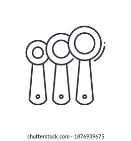 Measuring spoons icon, linear isolated illustration, thin line vector, web design sign, outline concept symbol with editable stroke on white background.