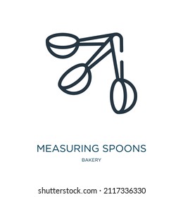 measuring spoons thin line icon. measuring, cooking linear icons from bakery concept isolated outline sign. Vector illustration symbol element for web design and apps.