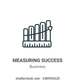Measuring success outline vector icon. Thin line black measuring success icon, flat vector simple element illustration from editable business concept isolated on white background