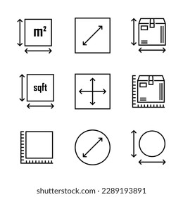 Measuring. Taking meaures of shapes or boxes. Square meter, Area size and set. perimeter. Vector