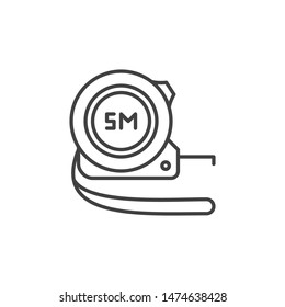 Measuring Tape 5 meters vector concept icon or symbol in thin line style