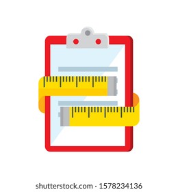 measuring tape and clipboard with paper document vector illustration design