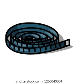 Measuring tape in color. Sewing and construction tool. Vector measurement icon  for logo, sign, craft. Isolated on white background. Outline vector illustration.