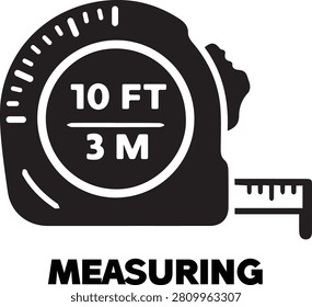 Measuring tape construction tool vector icon