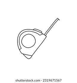 Medición de cinta en estilo doodle. Esquema aislado. Ilustración vectorial dibujada a mano en tinta negra sobre fondo blanco.