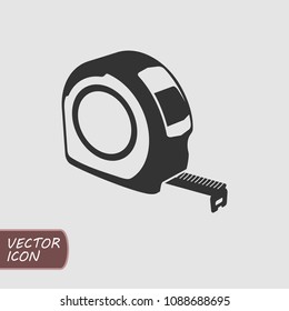 Measuring tape flat icon black. Vector illustration.