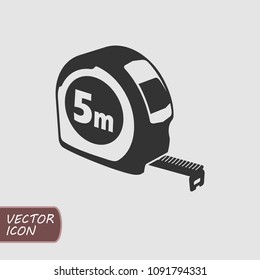 Measuring tape flat icon black. Vector illustration.