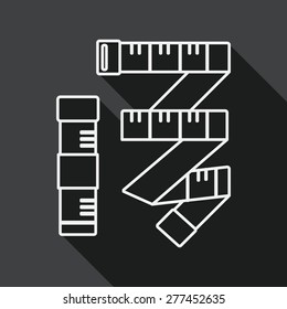 measuring tape flat icon with long shadow, line icon