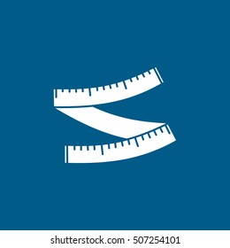 Measuring Tape Flat Icon On Blue Background