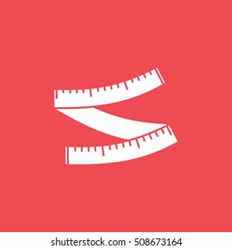 Measuring Tape Flat Icon On Red Background
