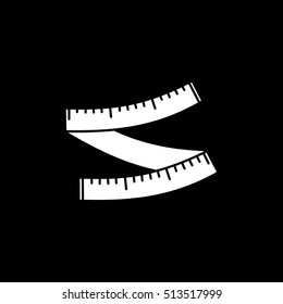 Measuring Tape Flat Icon On Black Background