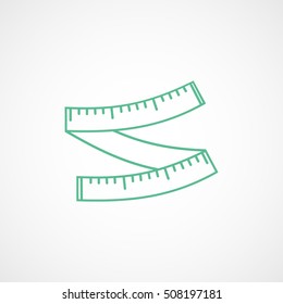 Measuring Tape Green Flat Icon On White Background