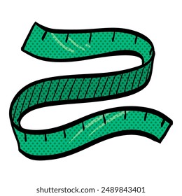 Measuring tape halftone icon hand drawn color vector illustration