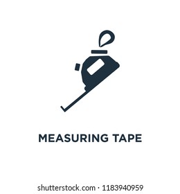 Measuring Tape icon. Black filled vector illustration. Measuring Tape symbol on white background. Can be used in web and mobile.