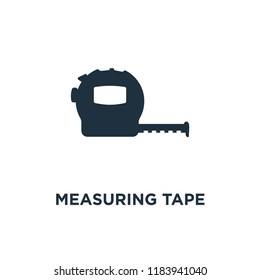 Measuring tape icon. Black filled vector illustration. Measuring tape symbol on white background. Can be used in web and mobile.