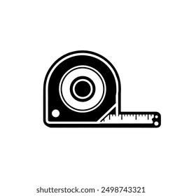 measuring tape icon in black and white.