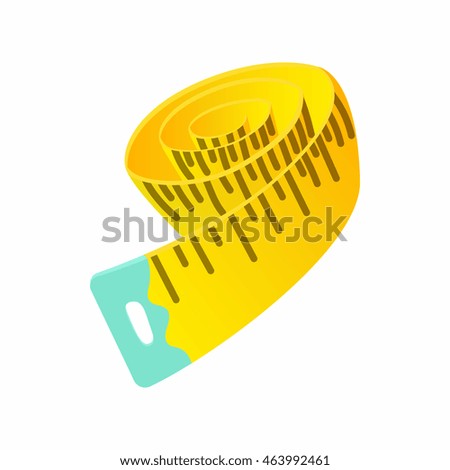 Measuring tape icon in cartoon style isolated on white background. Dimensions symbol