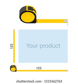 Measuring Tape icon for decorative indication of product dimensions - wildth an height 