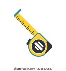 Measuring tape icon in flat style. Measure equipment vector illustration on isolated background. Yardstick sign business concept.