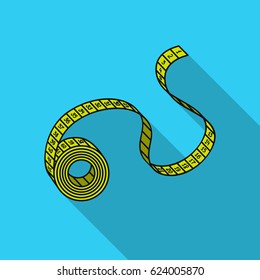 Measuring tape icon in flat style isolated on white background. Sport and fitness symbol stock vector illustration.