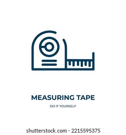 Icono de cinta de medida. Ilustración vectorial lineal de la colección hágalo usted mismo. Esquema para medir el vector de icono de cinta. Símbolo de línea delgada para uso en aplicaciones web y móviles, logotipo, medios impresos.