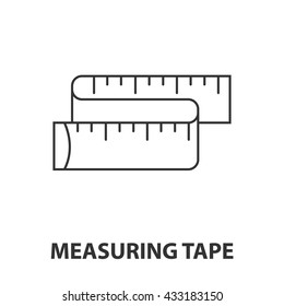 Measuring Tape icon or logo line art style. Vector Illustration.