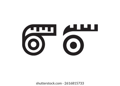 Measuring tape icon in outline and solid Vector