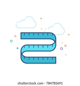 Measuring tape icon in outlined flat color style. Vector illustration.
