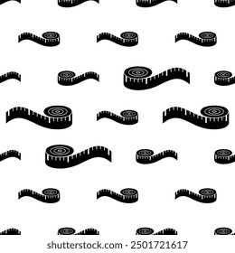 Measuring Tape Icon Seamless Pattern, Tape Measure Icon Vector Art Illustration