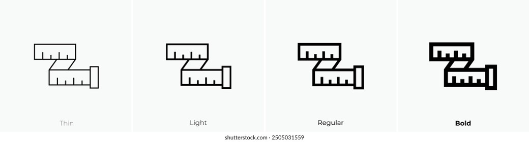 measuring tape icon. Thin, Light Regular And Bold style design isolated on white background