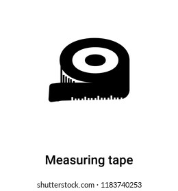 Measuring tape icon vector isolated on white background, logo concept of Measuring tape sign on transparent background, filled black symbol