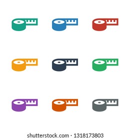 measuring tape icon white background. Editable filled measuring tape icon from fitness. Trendy measuring tape icon for web and mobile.